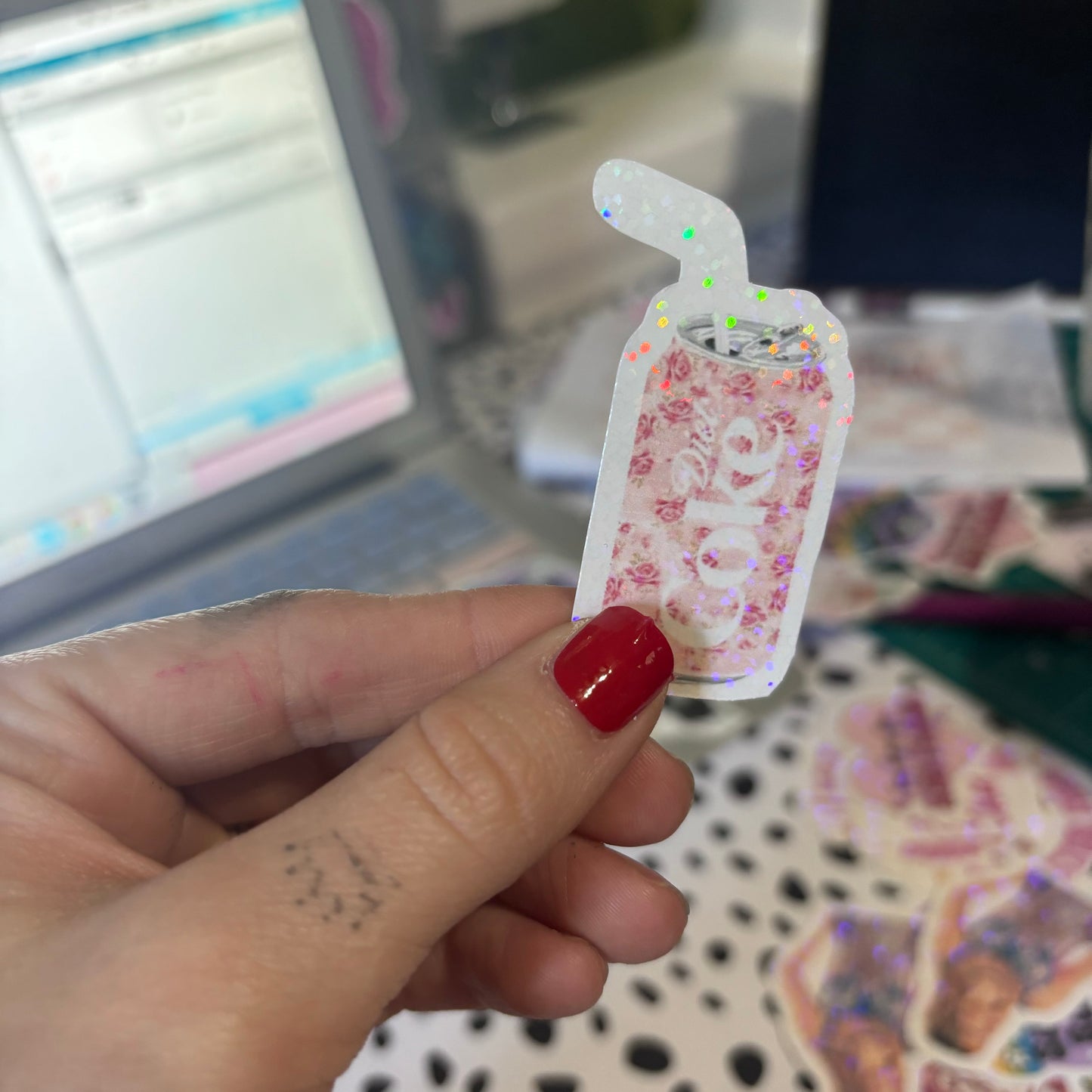 Diet Coke floral mini sticker