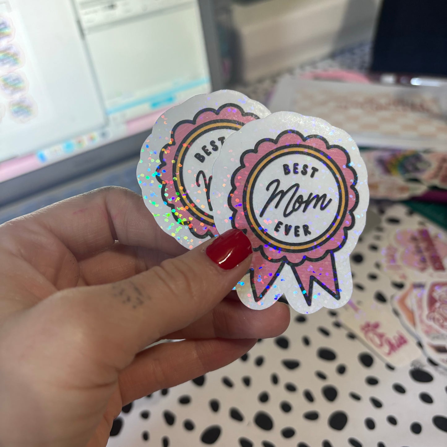 Best mom ribbon mini sticker