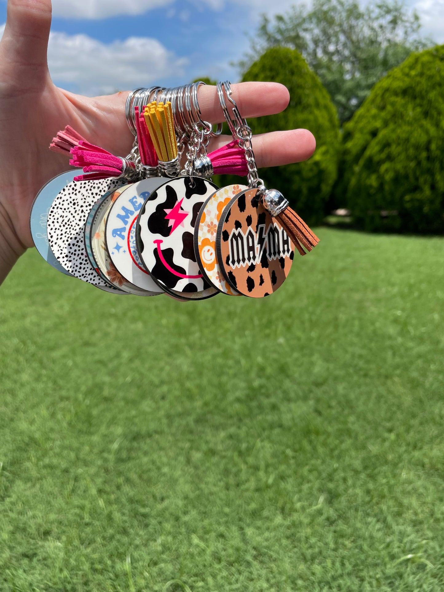 Custom round photo keychain