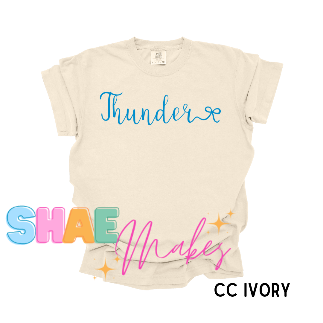 Thunder Bow font (blue or sunset orange font)