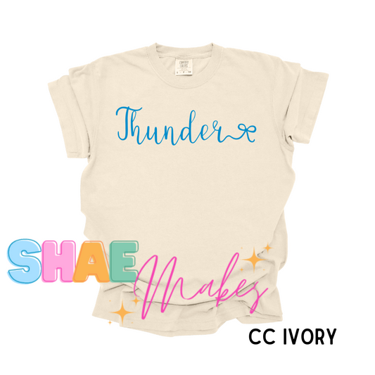 Thunder Bow font (blue or sunset orange font)