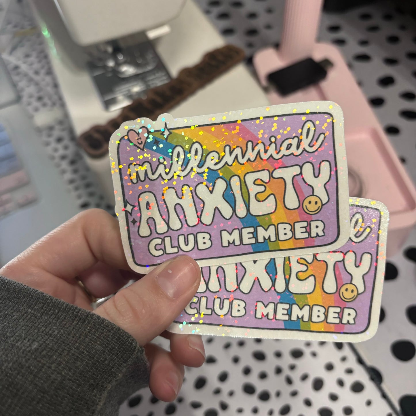 Millennial anxiety member sticker