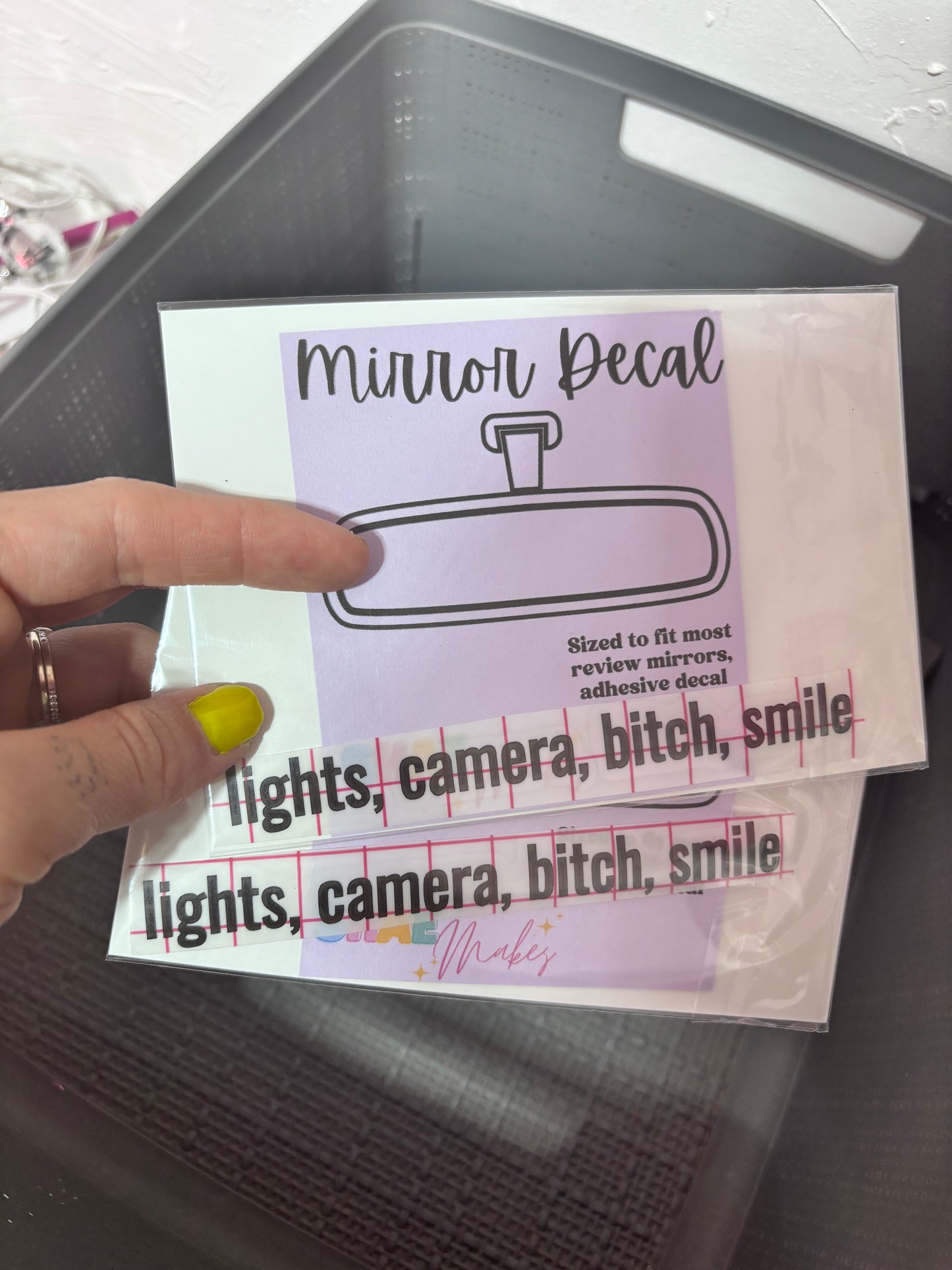 Lights, camera, bitch, smile Mirror vinyl decal