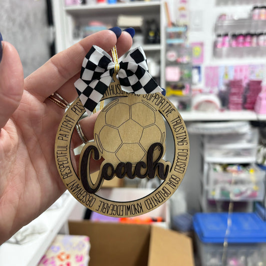 Coach ornament (soccer , football, basketball,baseball,none)