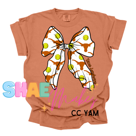 Longhorn Softball Coquette Bow