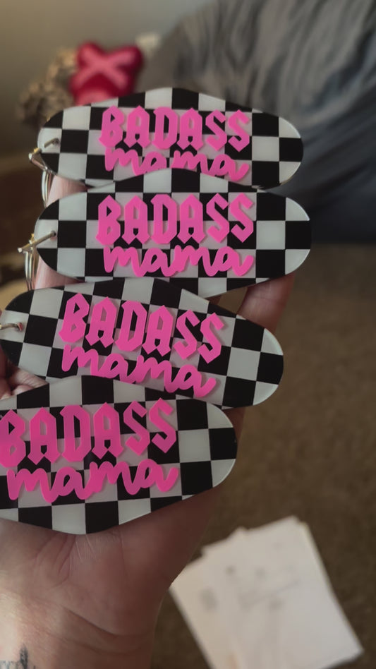 Checkered motel keychain